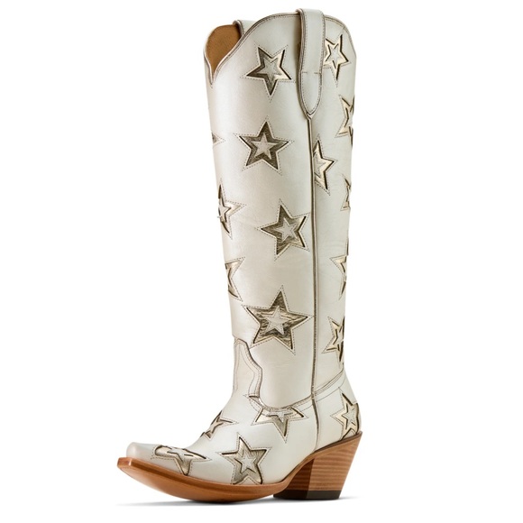Ariat Casanova Star X Western White Leather Boots - Picture 2 of 13